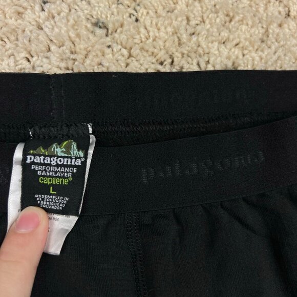 Patagonia Capilene Large Pants Adult Black Outdoors Hiking Tapered Compression - Picture 1 of 9